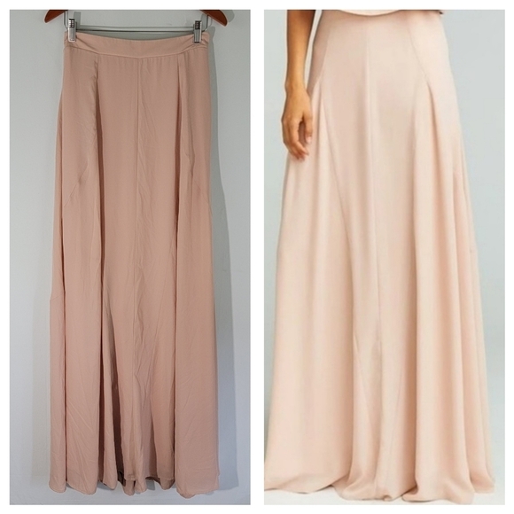 Show Me Your MUMU Princess Ariel Maxi Skirt Sz L Baby Pink Lined Side Zip Boho - Picture 1 of 11